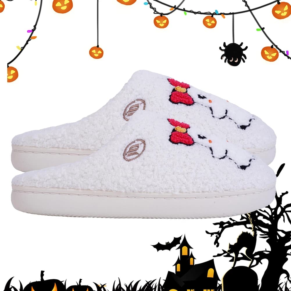 Simpatiche pantofole in peluche fantasma Pantofole termiche piatte Comode pantofole morbide e morbide per la casa Pantofole pelose morbide antiscivolo per la camera da letto interna