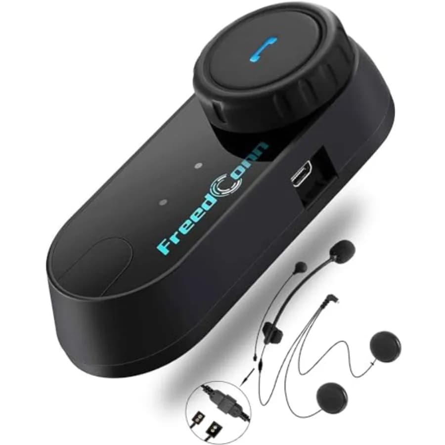 Auricolare Bluetooth per Casco Moto TCOM VB con Condivisione Musica per 2 Motociclisti, Sistema di Comunicazione Intercom Universale 800M Impermeabile