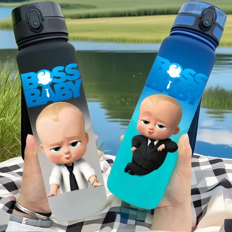 650ML The Boss Baby cute Anime Characters Water Cup Portable Children's Outdoor Large Capacity Plastic Antidrip Water Bottle
