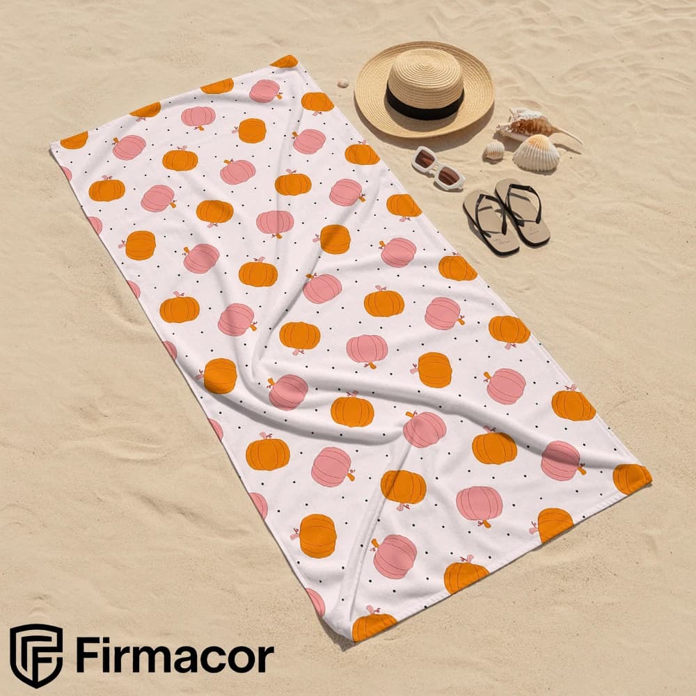 Orange Pumpkin Dot Soft Portable Travel Towel Unisex Ultra Lightweight Microfiber Oversized Sand Free Quick Dry Beach Towel