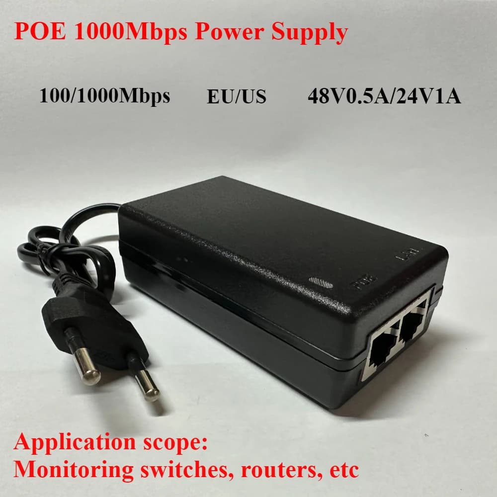 Adattatore di alimentazione CCTV Ethernet iniettore POE 48V/12V 0.5A /2A 24W POE per telecamera IP Telefoni IP Adattatore di alimentazione interruttore POE Opzione UE/USA