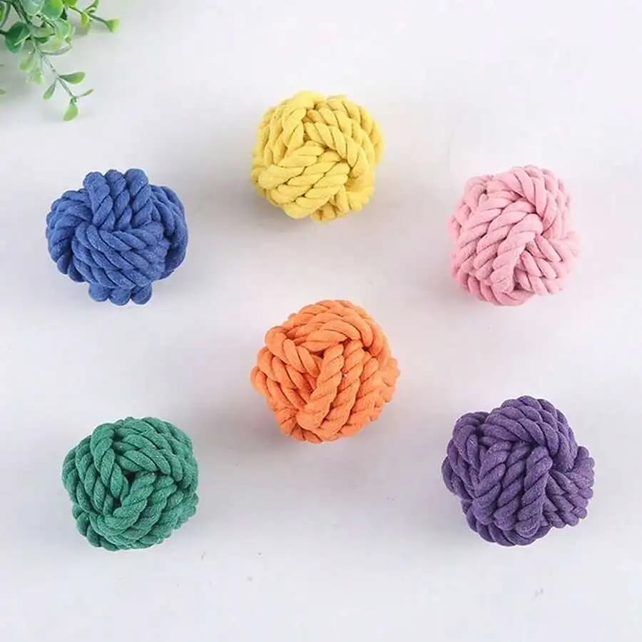 Cat Rope Ball Toy Set Six Colors Interactive Pet Toy