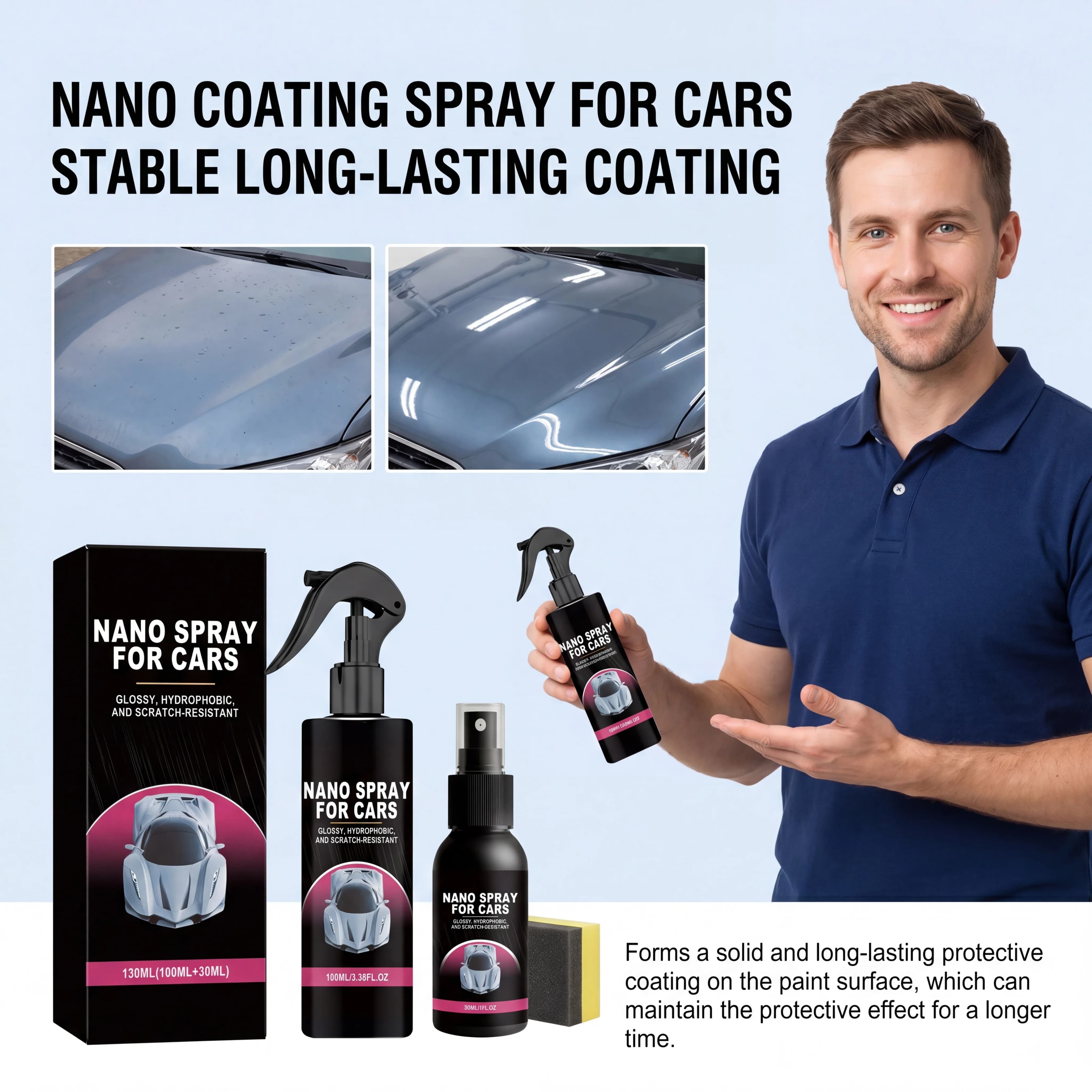 Nano Coating Spray Car Paint Polish Quick Hydrophobic Sealant Auto Detailing Shine Restorer 100ml 30ml Portable Car Care Product