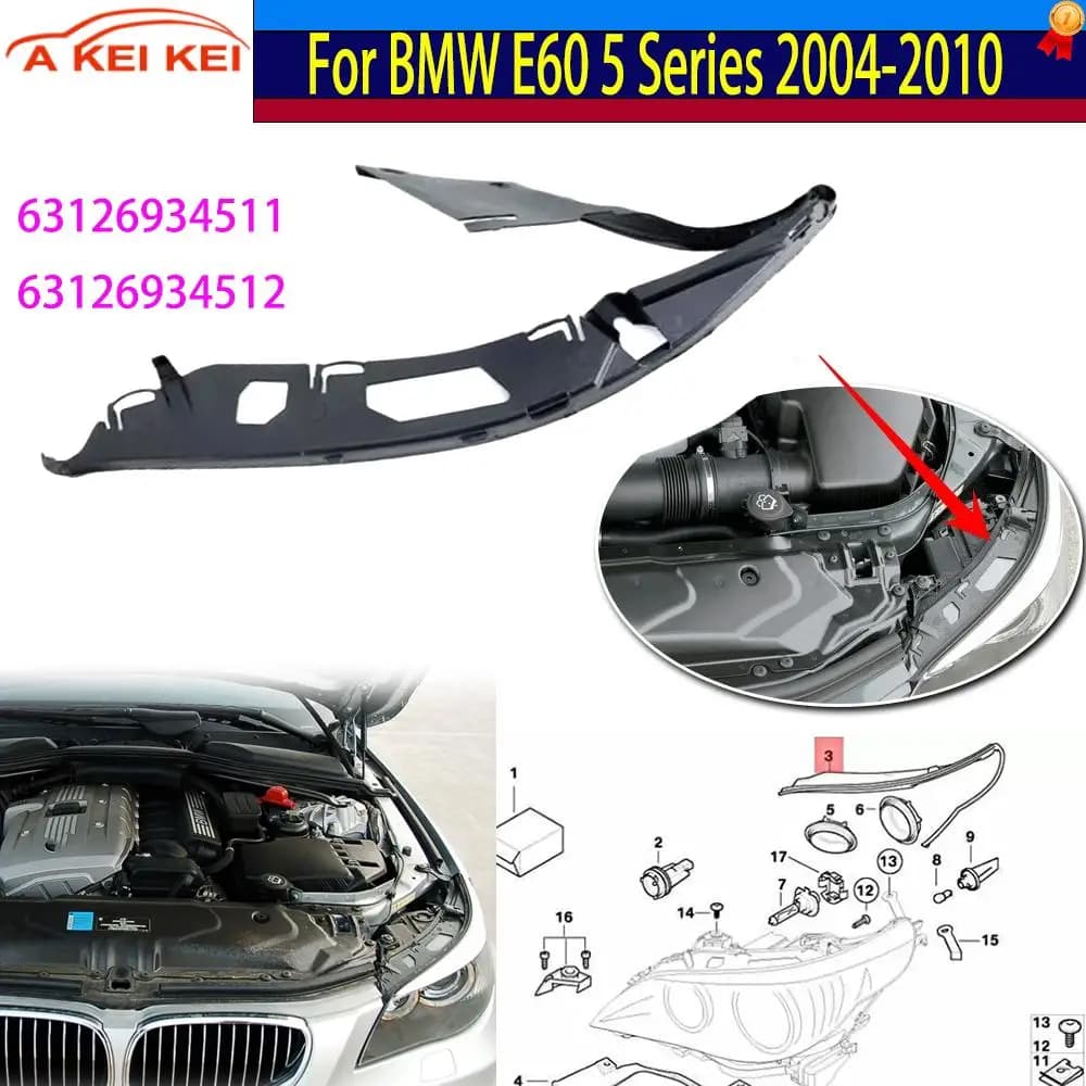 Guarnizione in gomma per faro 63126934512 per BMW E60 Serie 5 2004-2010, striscia decorativa per faro 63126934511, guarnizione di tenuta