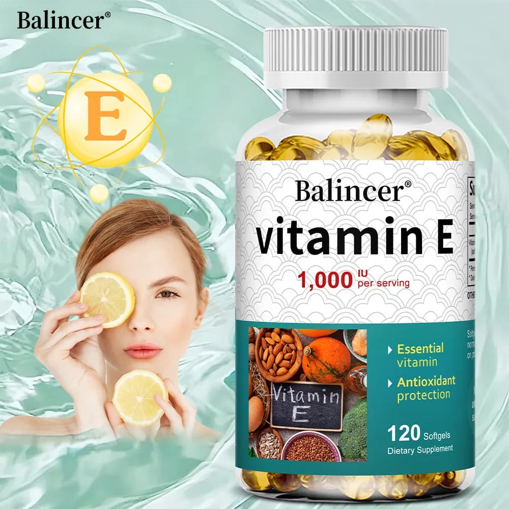 Vitamin E 1000 IU Soft Gel - Vitamin E supplement, essential antioxidant support, skin support, heart and immune health