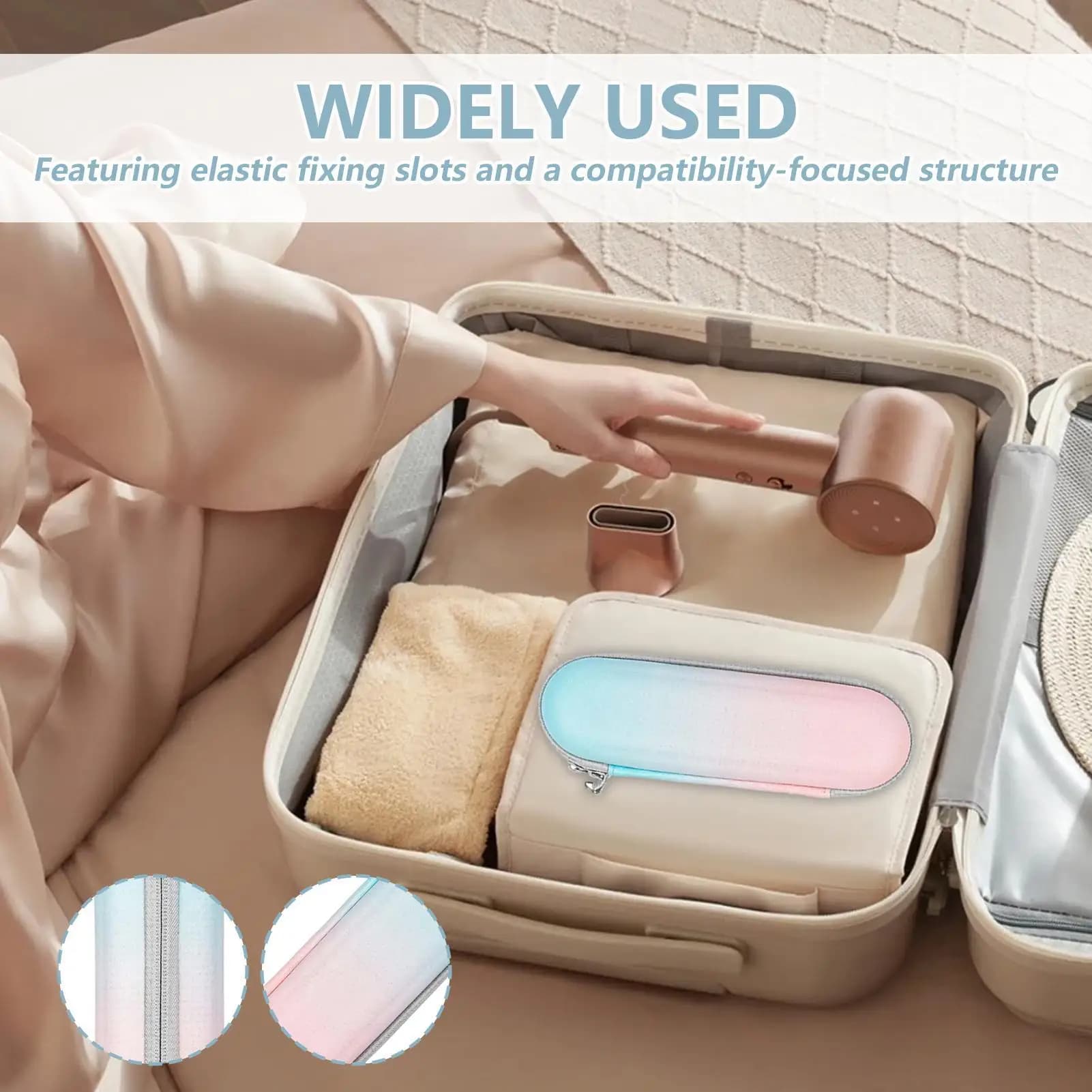 Travel bag for electric toothbrush holder with mesh pocket portable container storage box for clean sanitary hygiene