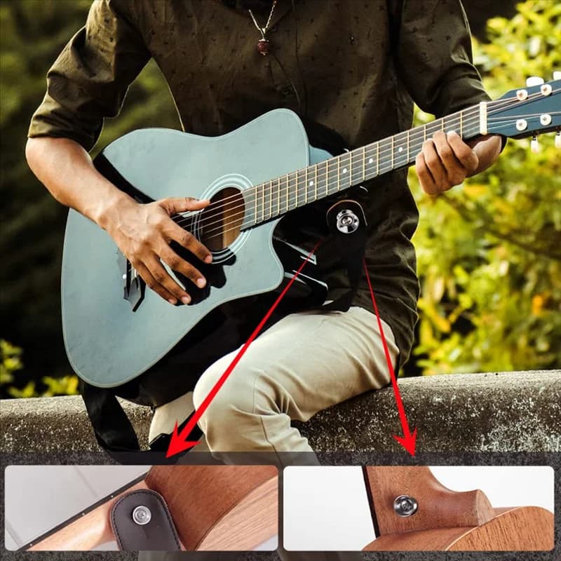 A74K-12 Pz Cinghia per Chitarra Serrature Bottoni Perni in Metallo con Viti di Montaggio per Chitarra Elettrica Classica Acustica Basso Ukulele