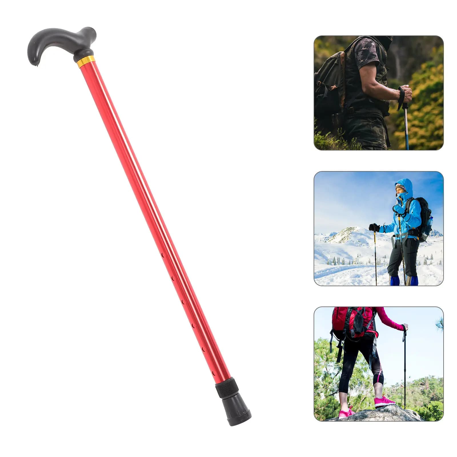 Bastone da Passeggio Regolabile in Altezza per Anziani, in Lega di Alluminio e Plastica, Antiscivolo, per Trekking, Escursionismo e Arrampicata