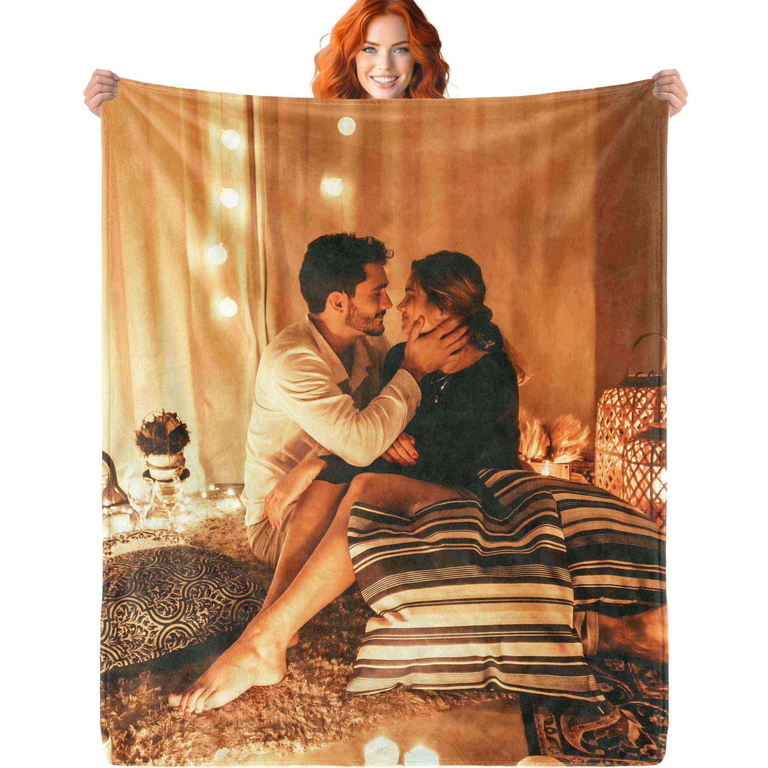 ustom Blanket with 1 Photo Personalized Blanket for Valentine Birthday Customized Valentines Day Gifts for Couple Girlfriend