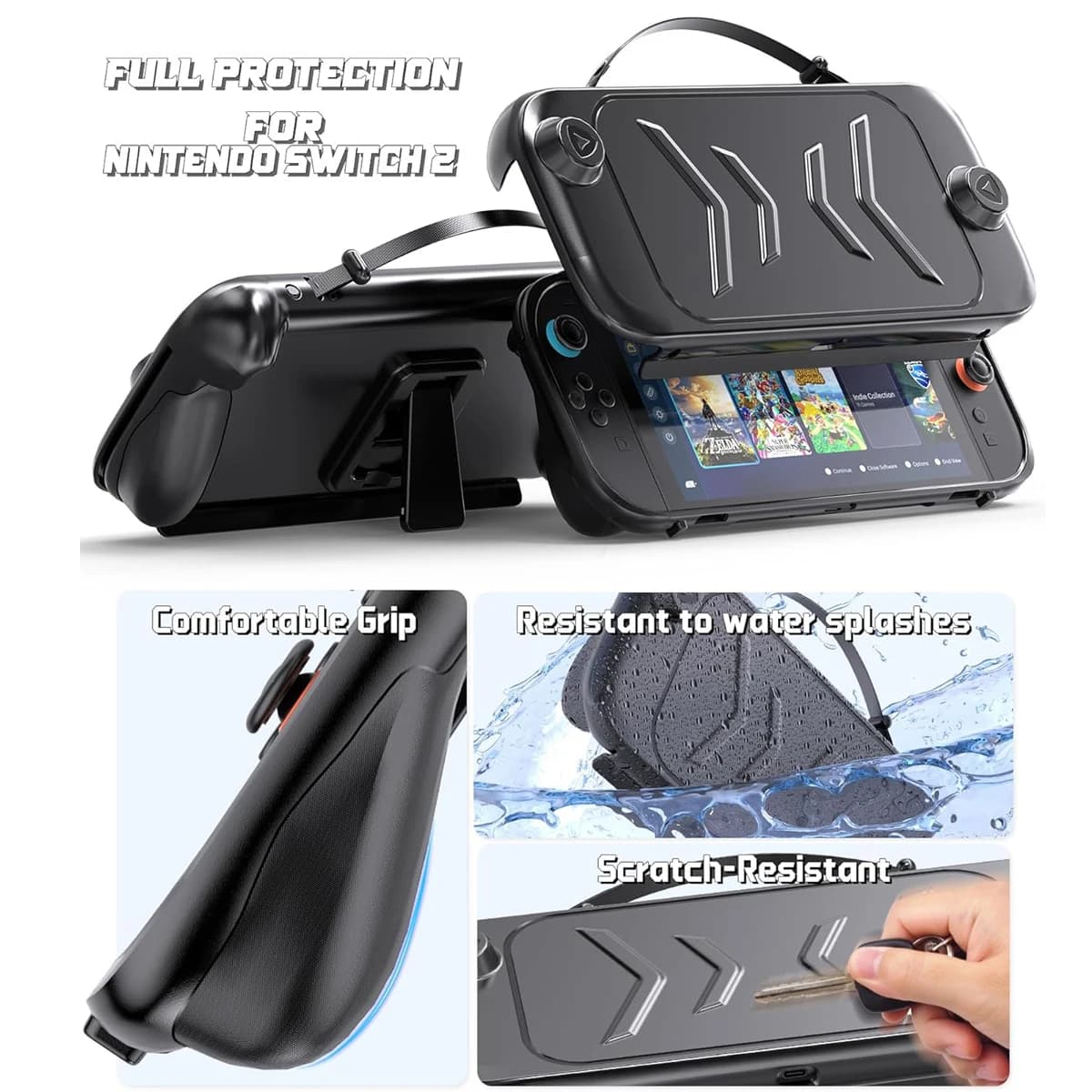 Custodia in TPU con supporto per impugnatura protettiva Accessori compatibili con Switch 2, protezione completa per Nintendo Switch 2