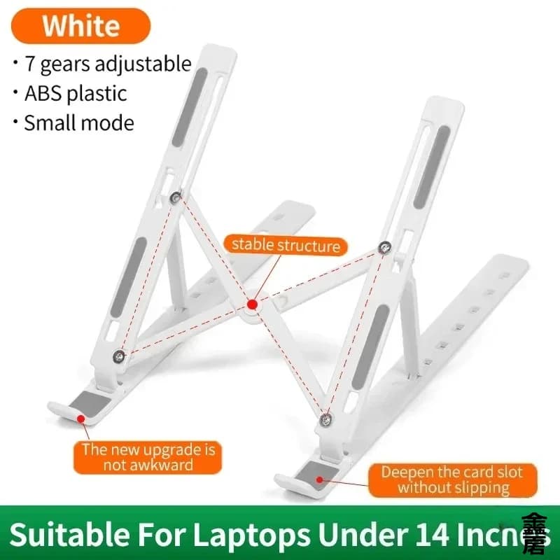 Supporto per monitor portatile pieghevole in ABS, supporto regolabile per laptop, adatto per accessori per tablet di piccole dimensioni.
