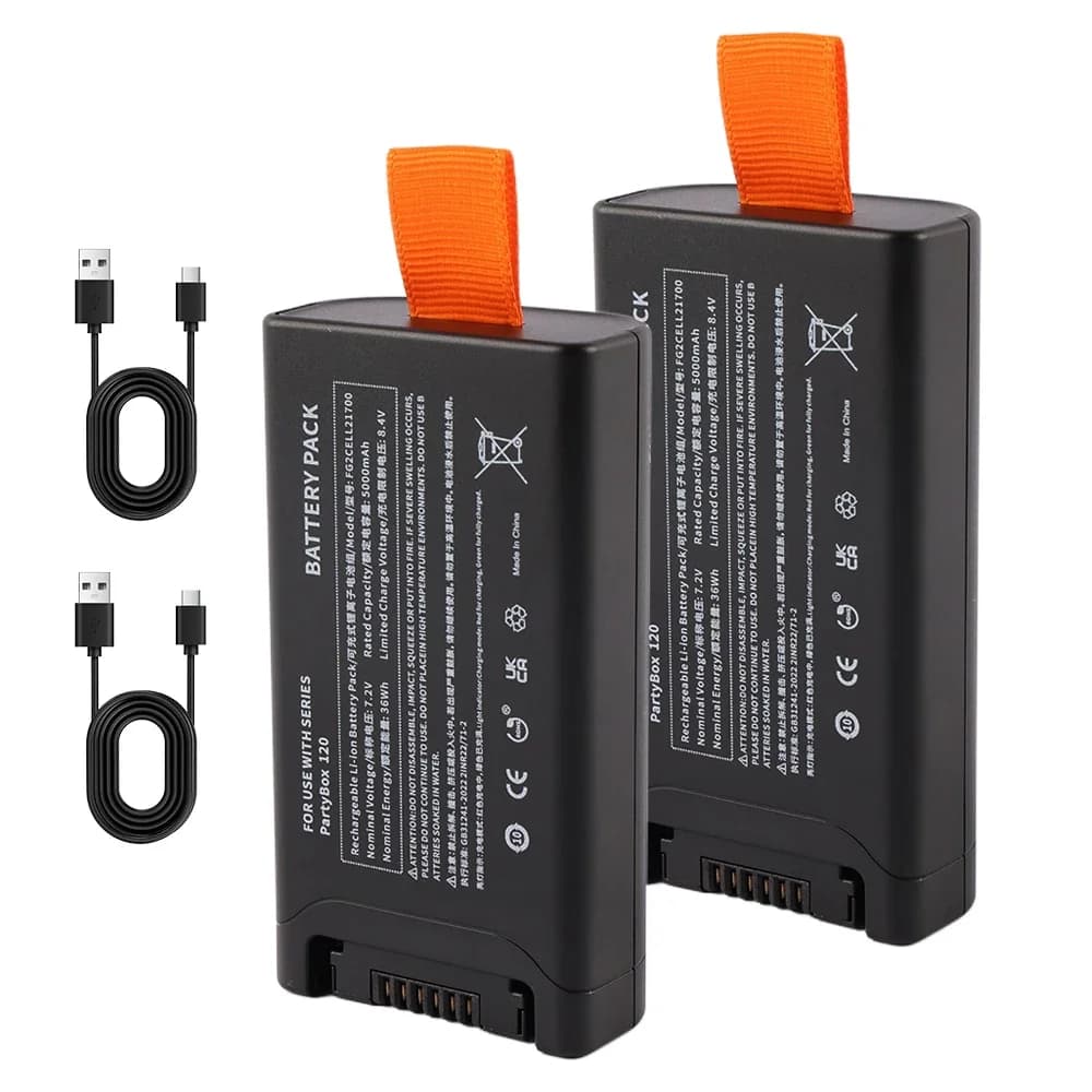 ETESBAY 2PCS FG2CELL21700 J20-H Battery For JBL PartyBox Club 120 Bluetooth Speaker 5000mAh