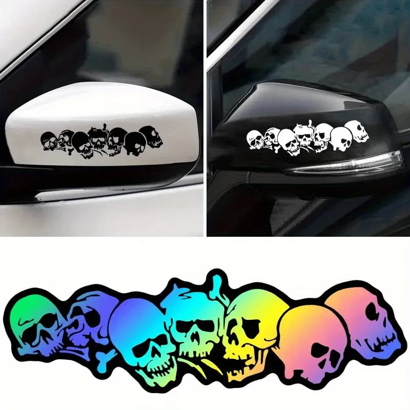 Skull Totem Motorcycle Sticker 2pcs Waterproof Vinyl Decal for Car Truck Bike Helmet Scratch Cover Halloween Decor