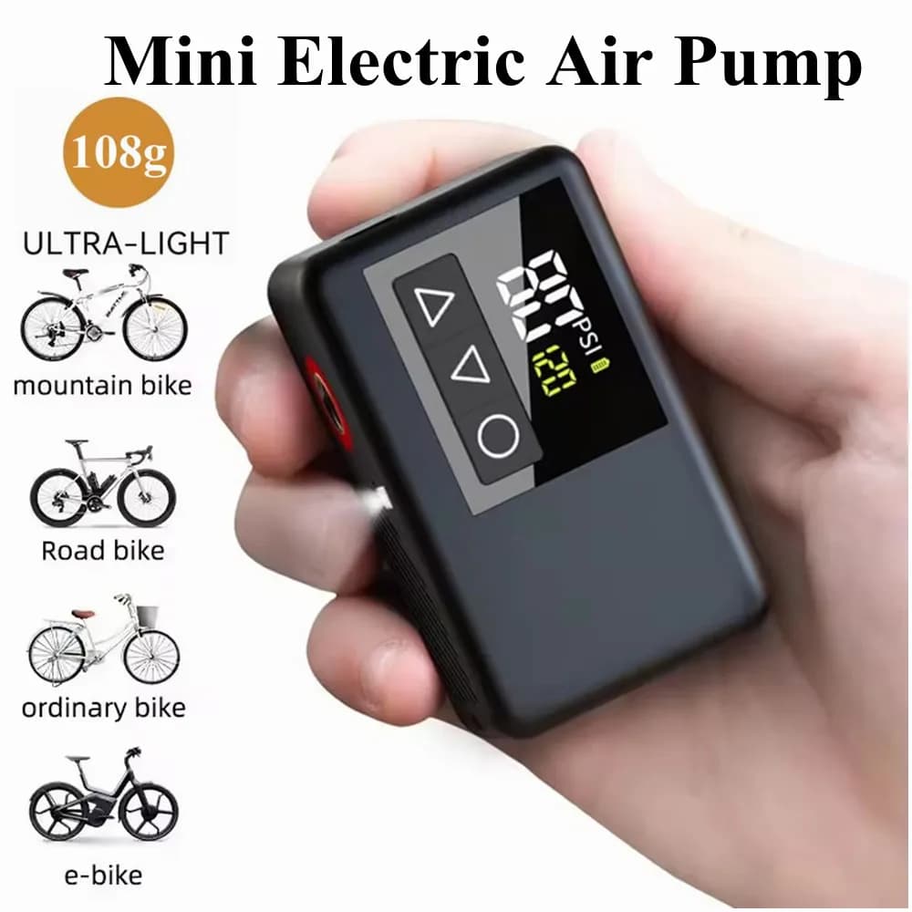 Pompa di aria elettrica per bici tascabile portatile 120PSI Valvola Schrader Presta MTB Compressore ricaricabile Gonfiatore per pneumatici Accessori per bici