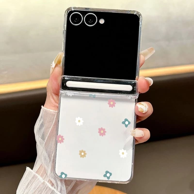 Custodia Magnetica Trasparente per Samsung Galaxy Z Flip7 FE Flip6 Flip5 Flip7 6 5, Antiurto, Pieghevole, con Motivo a Cuore