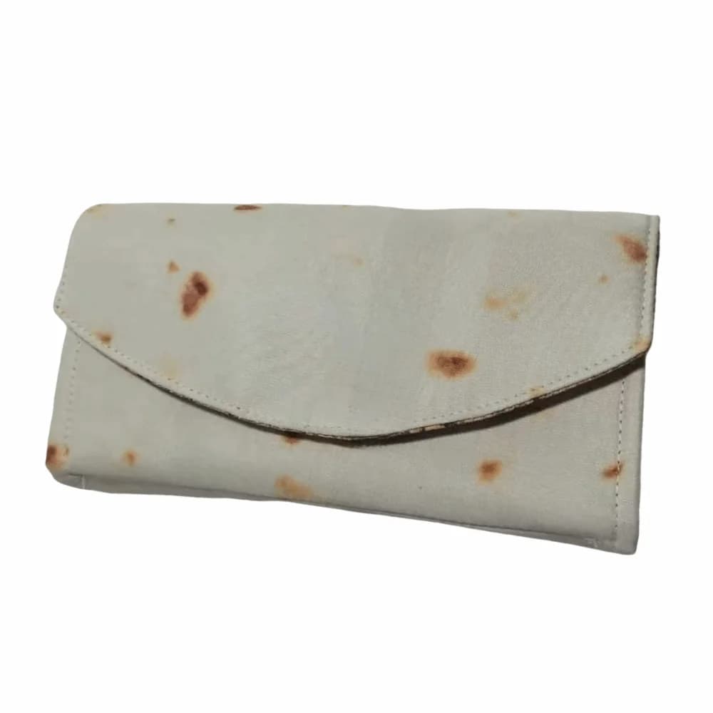 Multiple Compartments Burrito Wallet Slim Magnetic Wrap Tortilla Shape Purse Large Capacity Zipper Pocket Leather Card Holder