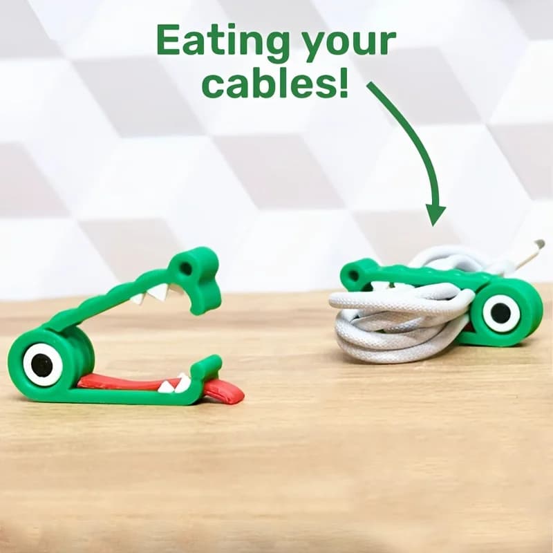 Divertente Organizzatore di Cavi a Forma di Coccodrillo, Clip per Gestione Cavi, Materiale Ecologico PLA, Mini Accessorio Essenziale da Viaggio