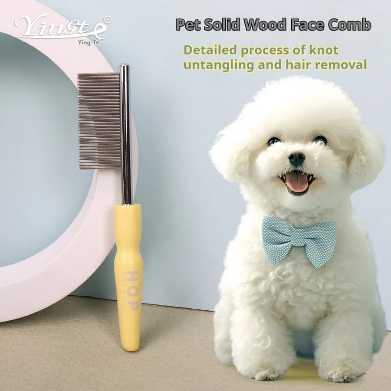 Mini pettine per il viso in legno per animali domestici - Spazzola districante portatile per cani e gatti, strumento per toelettatura delicata per occhi e barba