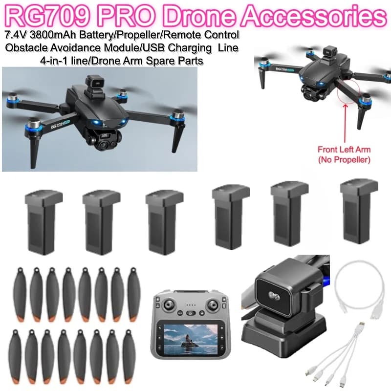 RG709 PRO Remote Control Quadcopter RC Drone Spare Parts 7.4V 3800Mah Battery Propeller/Obstacle Avoidance /USB/Arm Accessories