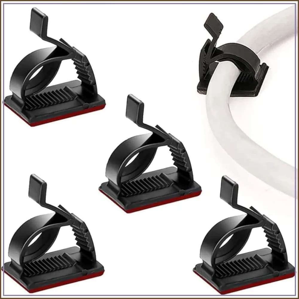 50Pcs Adjustable Cable Management Clips, Adhesive Wire Organizers, Cord Holder for TV PC Ethernet Desk Wall Home