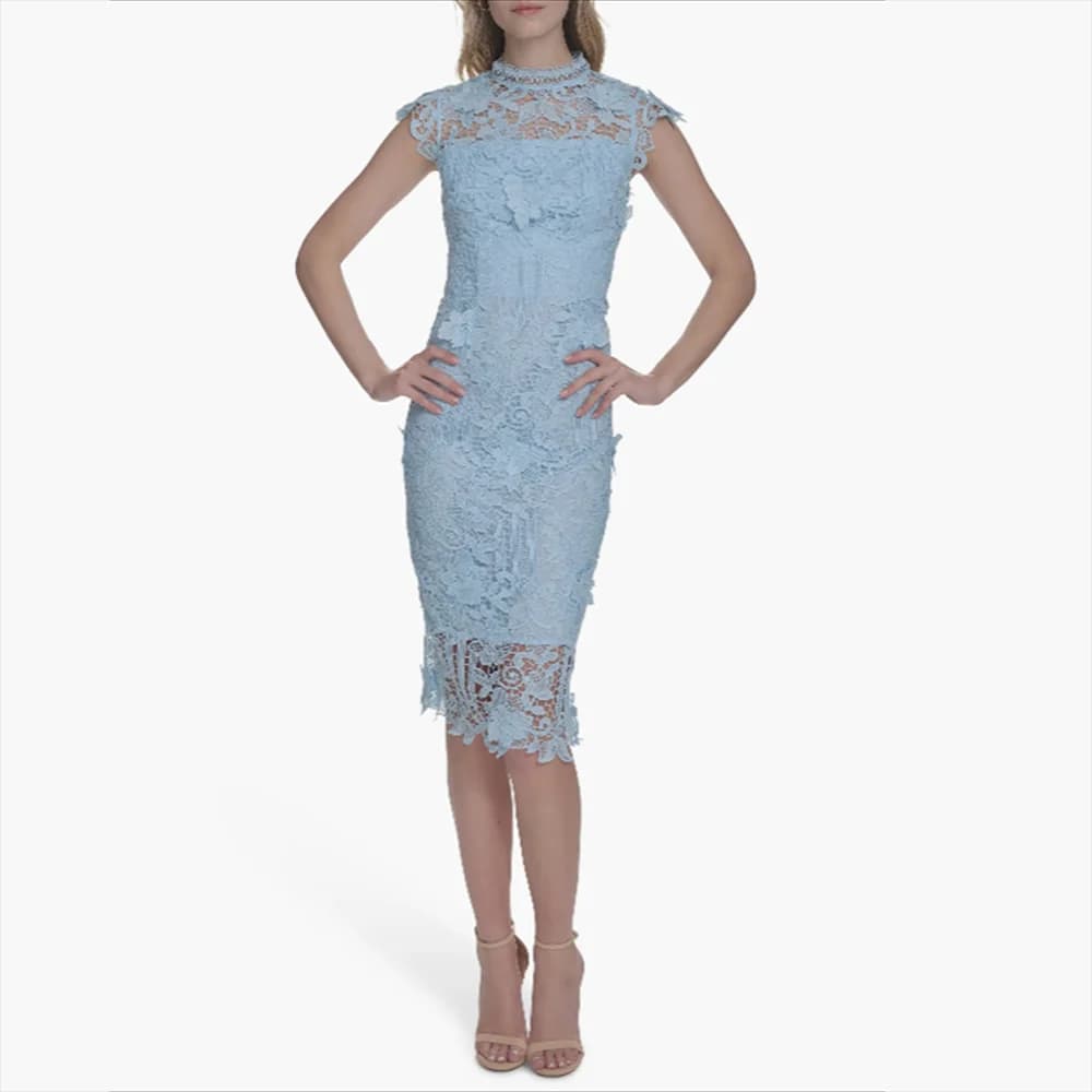 Women's Evening Dress Lace Floral Applique Sleeveless Prom Dress Round Neck Formal Party Gown Elegant Cocktail Dress Customized