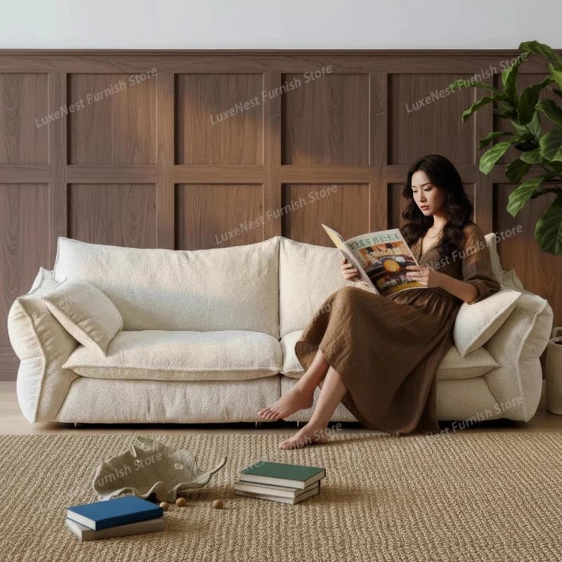 Divani Rilassanti per Soggiorno, Letto per Umani e Cani, Divani Moderni di Design per Soggiorno, Divano Letto Bianco Pigro, Mobili Postmoderni