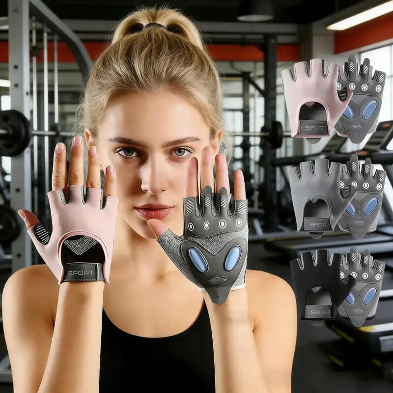 Guanti da fitness da donna a mezze dita antiscivolo per ciclismo all'aperto, compatibili con attrezzi per esercizi e corda per saltare con rulli in ferro