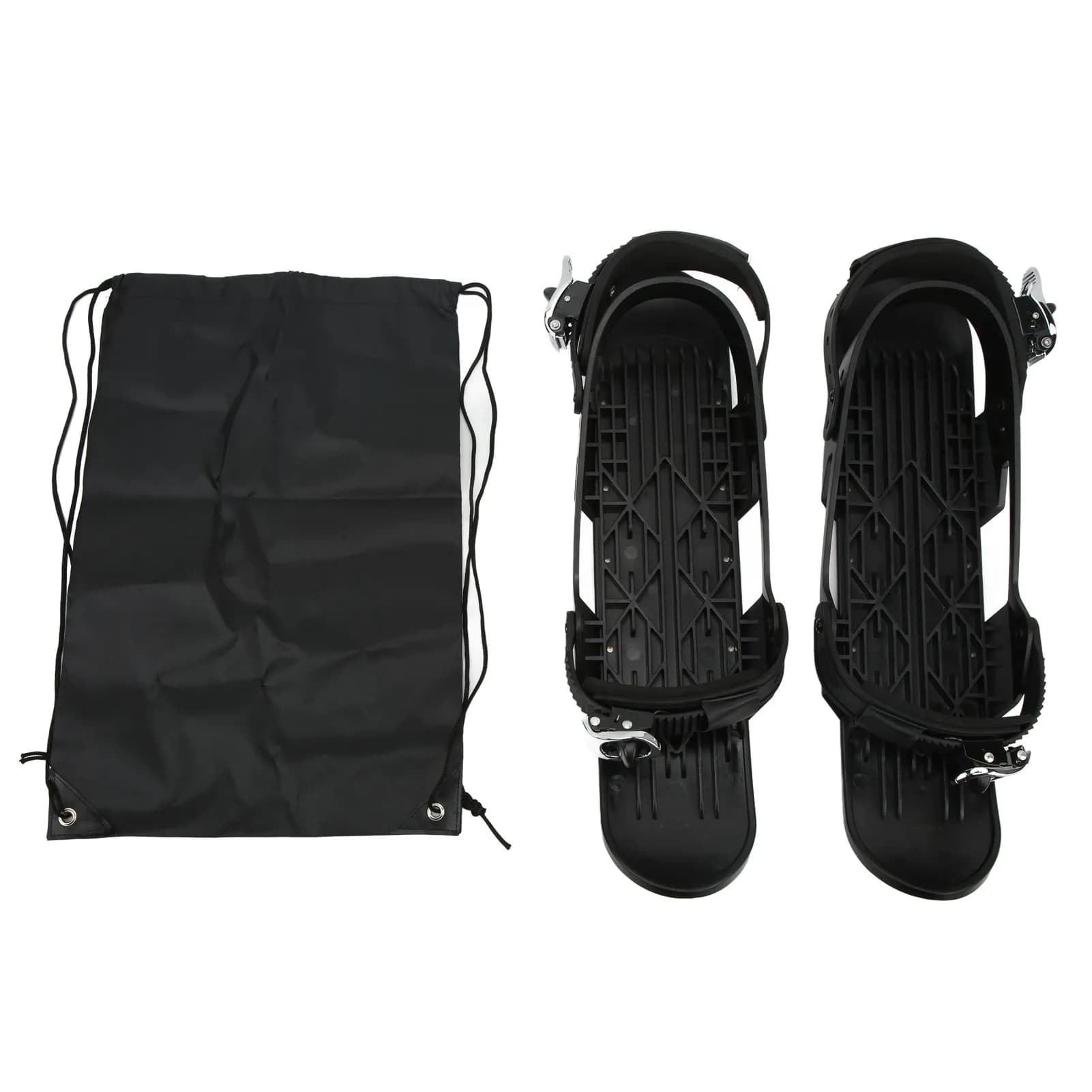 Mini Ski Shoes Black Free Size Adjustable Binding Outdoor Mini Snowboard Ski Boots for Forest Trails