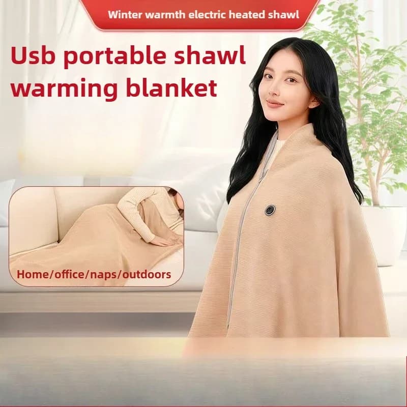 Sciarpa Riscaldante Elettrica 150x80cm, Coperta Termica Ricaricabile, Sciarpa Riscaldante Lavabile, Scaldacorpo Elettrico