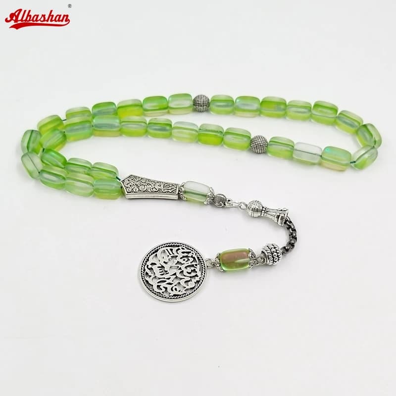 Tasbih donna Cristallo verde 33 perline di preghiera Regalo musulmano Eid ADHA braccialetto misbaha Accessori islamici a portata di mano