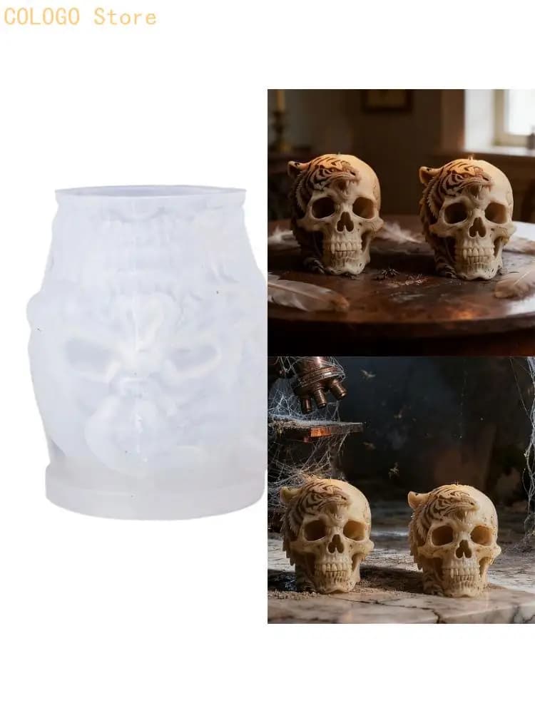 Skull Figurine Silicone Molds Easy Demold Heat Resistant Multipurpose Silicone Mould for Epoxy Resin Soap Making D0LD