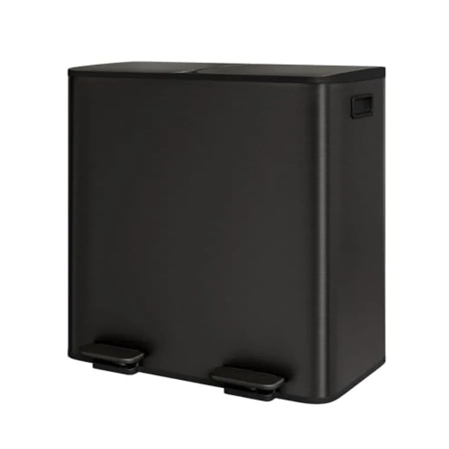 Cestino per rifiuti 2 x 10,6 galloni (2 x 40 L) con doppio scomparto per la raccolta differenziata, in acciaio inox, con meccanismo a pedale per cucina