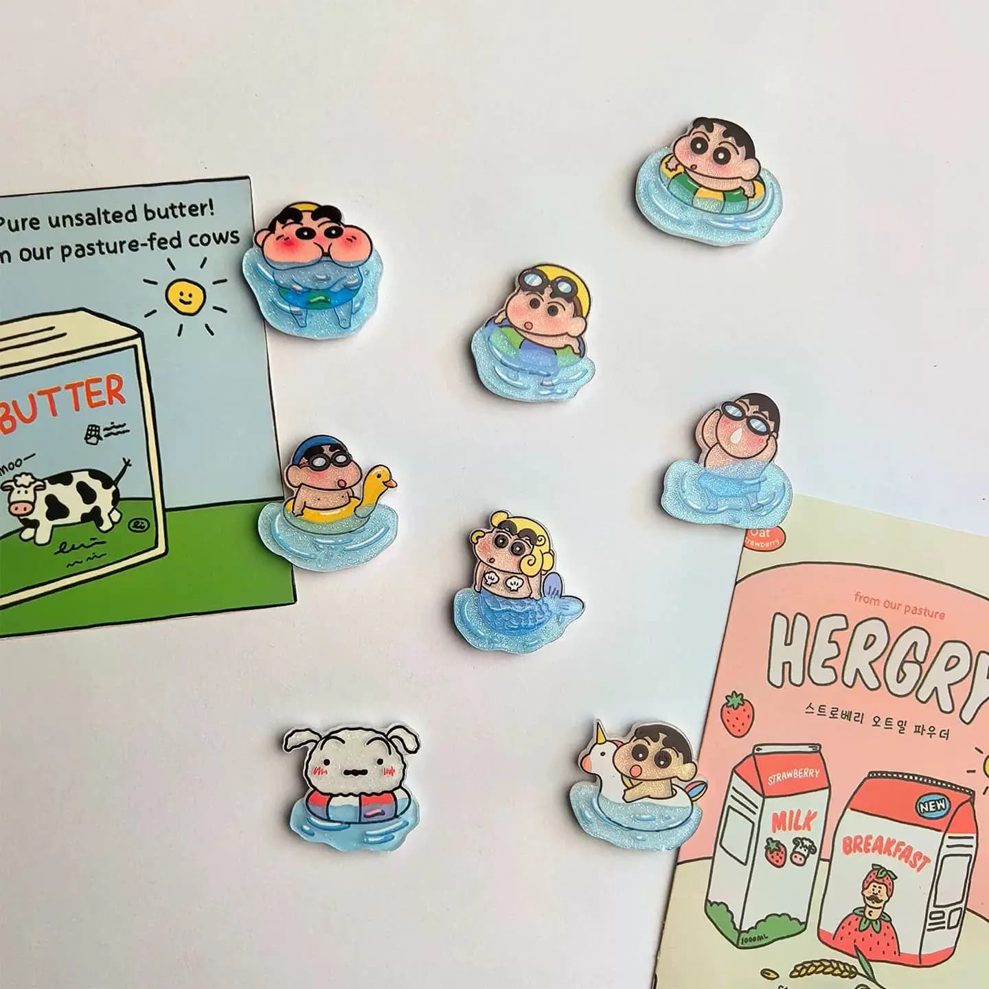 Creative summer refreshing swimming ring new kid refrigerator sticker decoration photo painting fixed magnetic tile