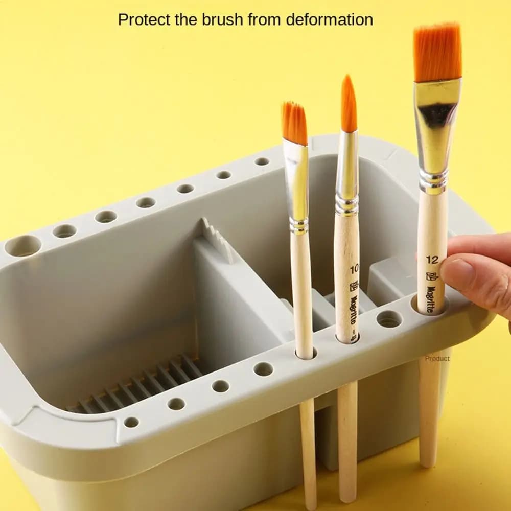 Watercolor Oil Paint Palette Storage Box Artists with Lid 16 Holes Paint Brush Holder Paint Brush Cleaner with Paint Pallet