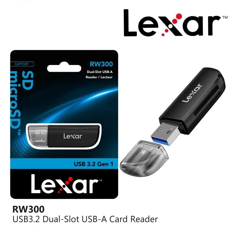 LEXAR RW300 DUAL SLOT CARD READER WITH USB 3.0 GEN 1 SUPPORTS CARDS UP TO 1TB TF SD CARD READER