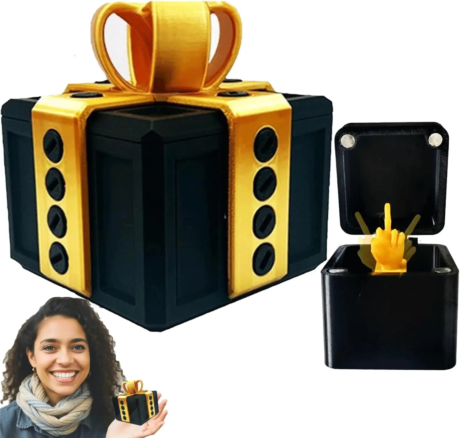 Il regalo annidante con dito medio, confezione regalo annodante con viti, dito medio in una scatola, confezione regalo davvero scherzo, sorpresa