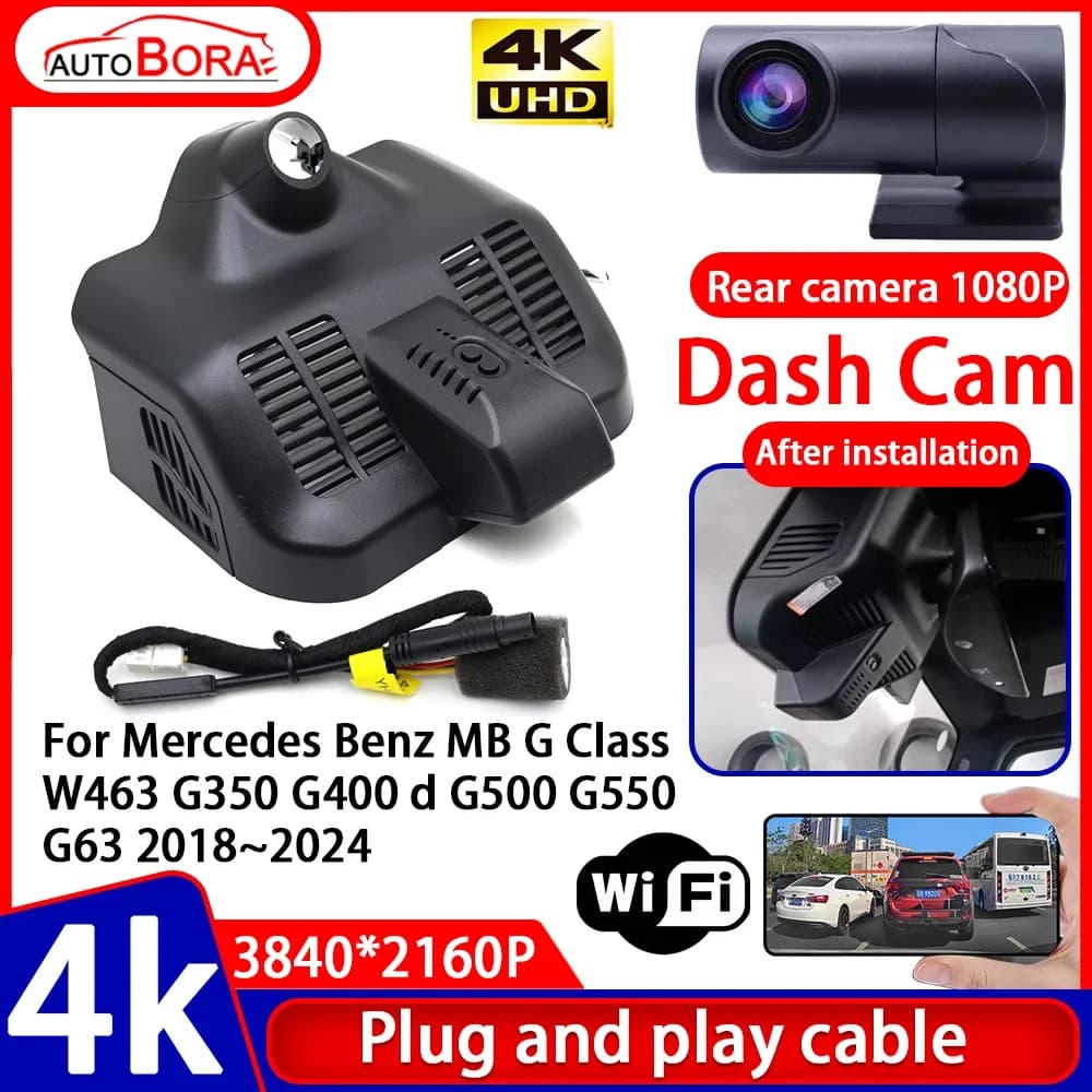 4K Plug and Play, Dash Cam for Auto Mercedes Benz Class G W46350 G400 d G500 G550 2018~2024