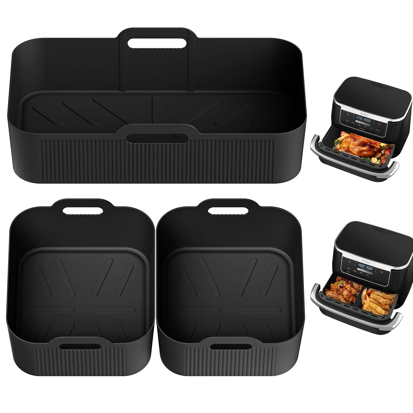 3 pieces air frying tray silicone mold for Ninja Af500 air frying machine lining reusable basket oven non-stick baking tray pizza grill pan