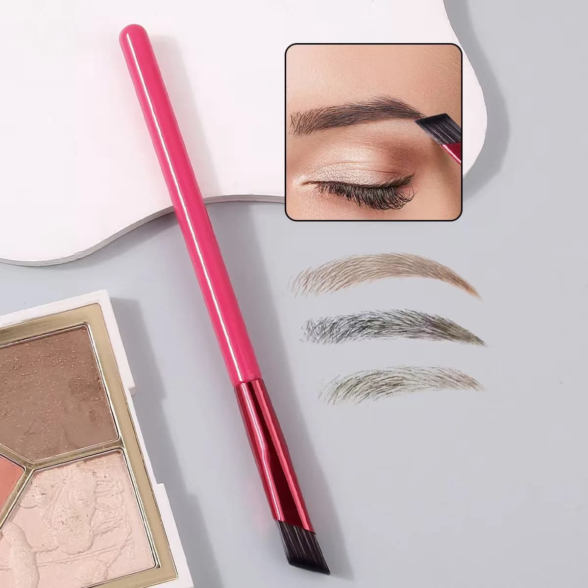 1 pennello professionale 3D multifunzione angolato per sopracciglia, strumento di precisione per il trucco con impugnatura ergonomica, pennello ultra-sottile inclinato per sopracciglia definite naturalmente, applicazione di eyeliner e per il tratto Lying Silkworm.
