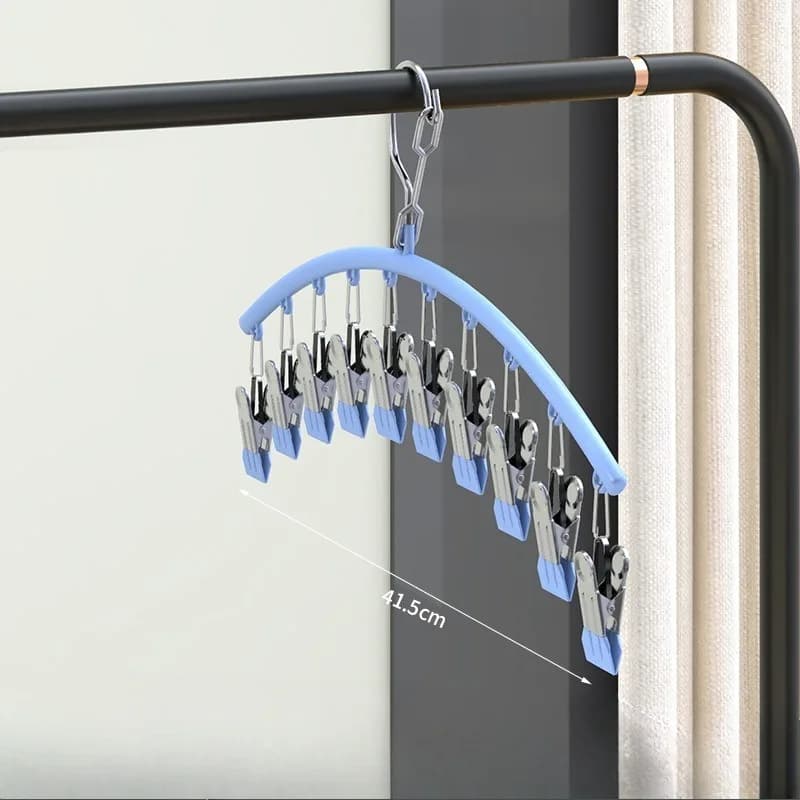 Stendibiancheria multi-clip in acciaio inossidabile 1 pezzo/3 pezzi – Calzino antivento e portabiancheria per balcone e casa