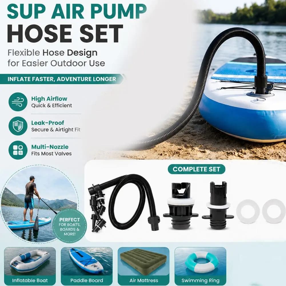 SUP Pump Adapter Set for Inflatable Paddle Board Boat Kayak Multi-Function Air Valve Converter Nozzles for Electric SUP Pump