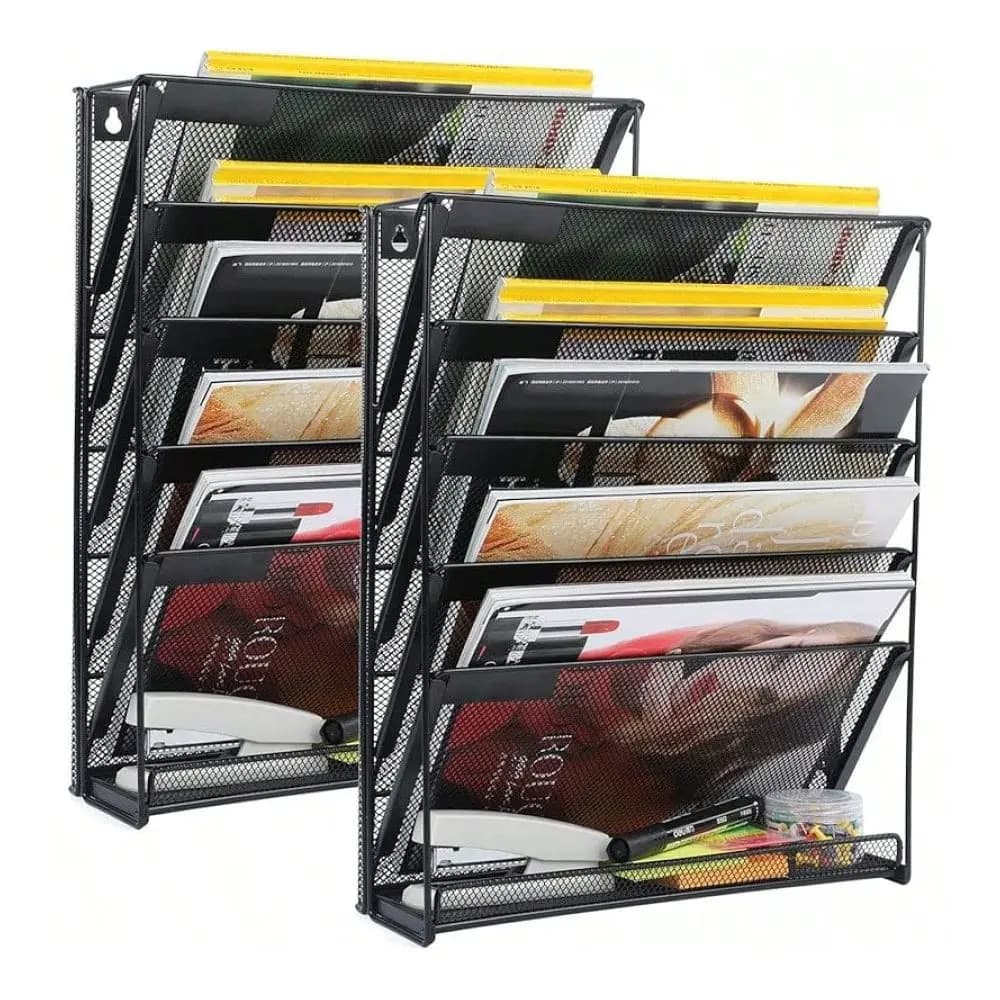 Portadocumenti Magnetico da Parete, Organizzatore di File a 6 Livelli, Porta Cartelle e Documenti da Parete per Ufficio e Scuola, Magnetico