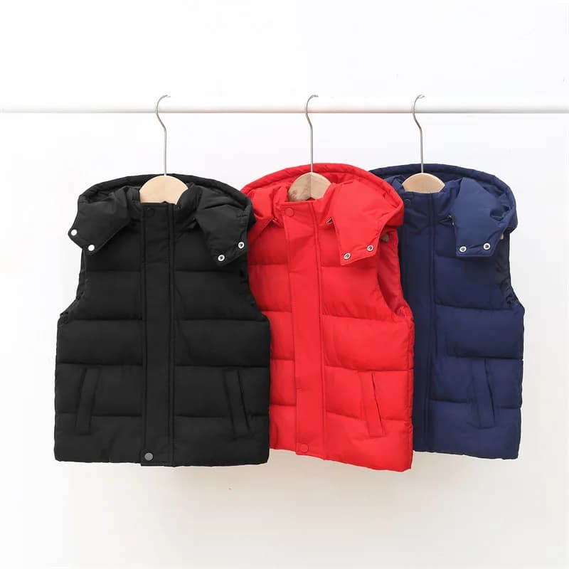 2025 Ragazze Ragazzi Gilet con cappuccio Piumino in cotone per bambini Autunno Inverno Bambino Bambini Infantile Gilet caldo Capispalla Abbigliamento 4-10 anni