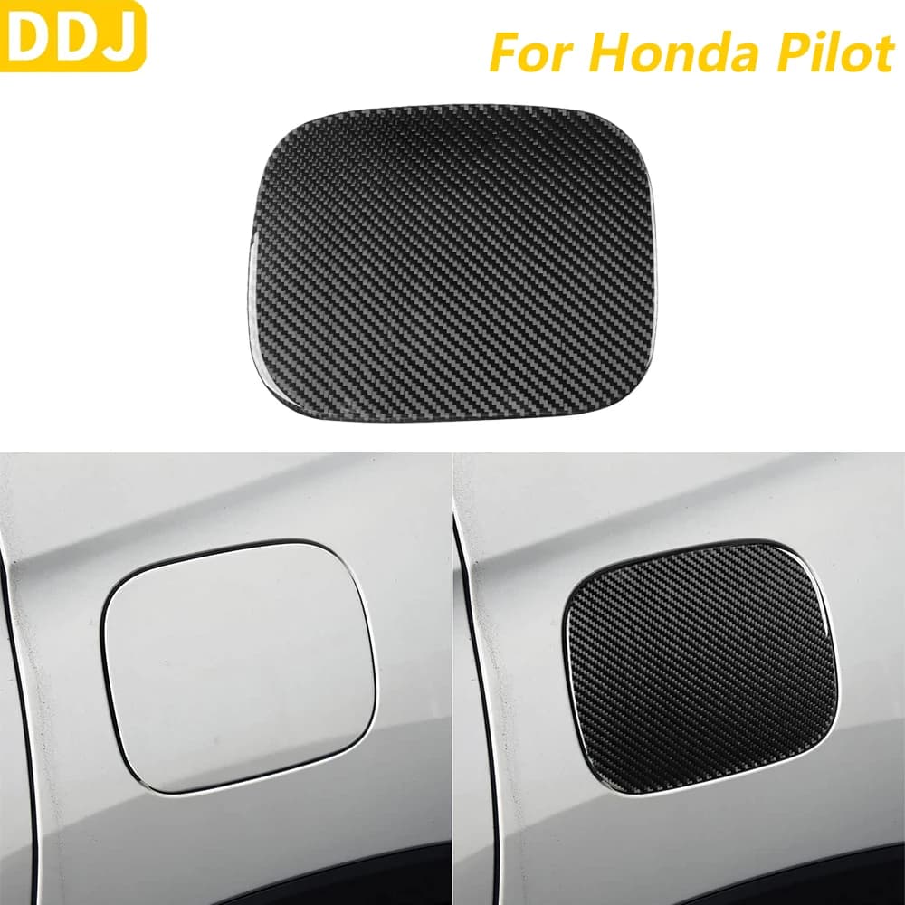 Copertura decorativa per pannello del tappo del serbatoio esterno in fibra di carbonio morbida per Honda Pilot 2016-2022, accessori interni, adesivo decorativo