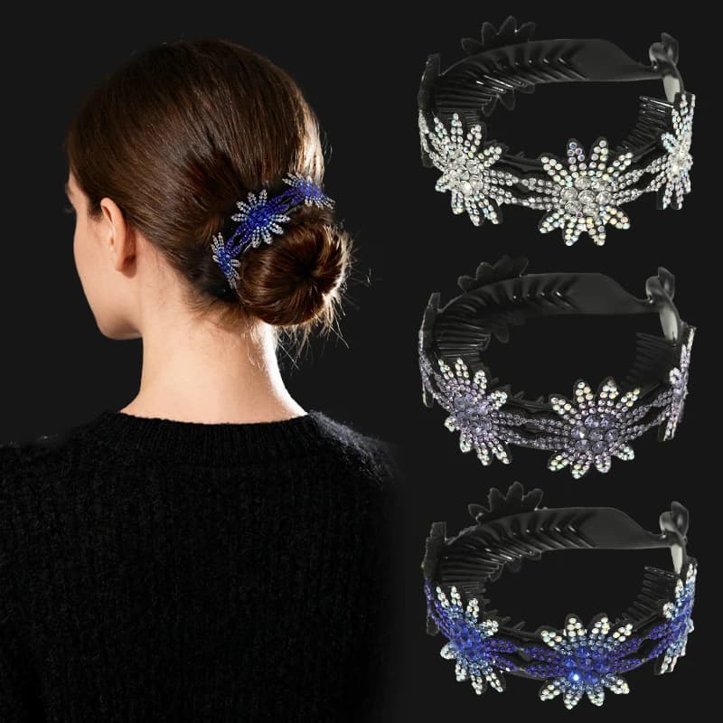 AWAYTR Moda Fiore di Cristallo Tornante Panino Artiglio Dei Capelli Pinze Coda di Cavallo Fibbia Clip di Capelli Espandi Accessori Per Capelli Per Le Donne Barrettes