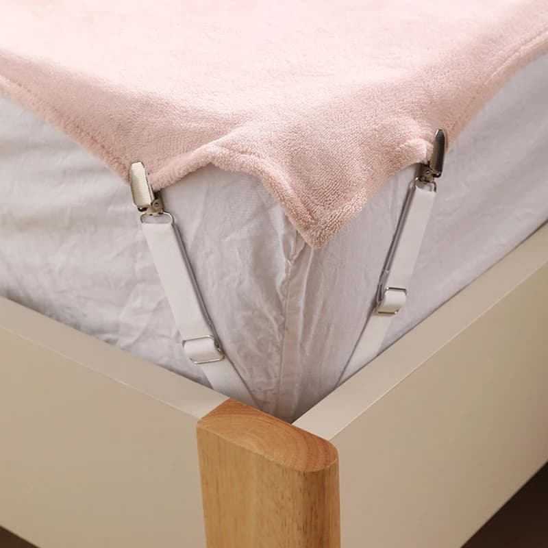 4 Pezzi Cinghie per Lenzuola Regolabili Elastiche, Fermagli per Materasso, Fissatori per Coperte, Supporti per Biancheria da Letto