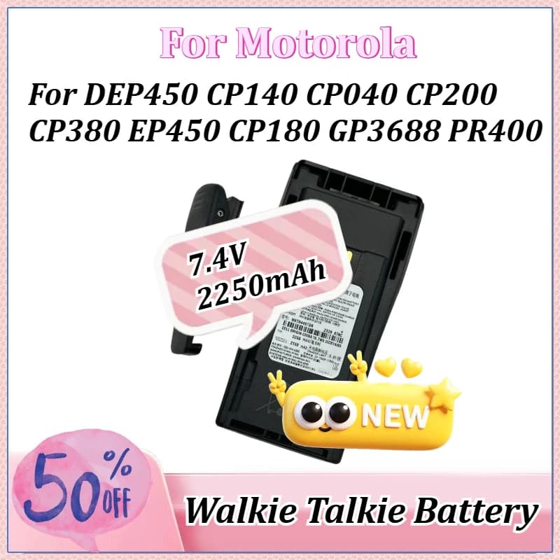 Batteria agli Ioni di Litio 7.4V 2250mAh per Walkie Talkie Motorola CP040 CP200 CP380 DEP450 CP140 EP450 CP180 GP3688 PR400