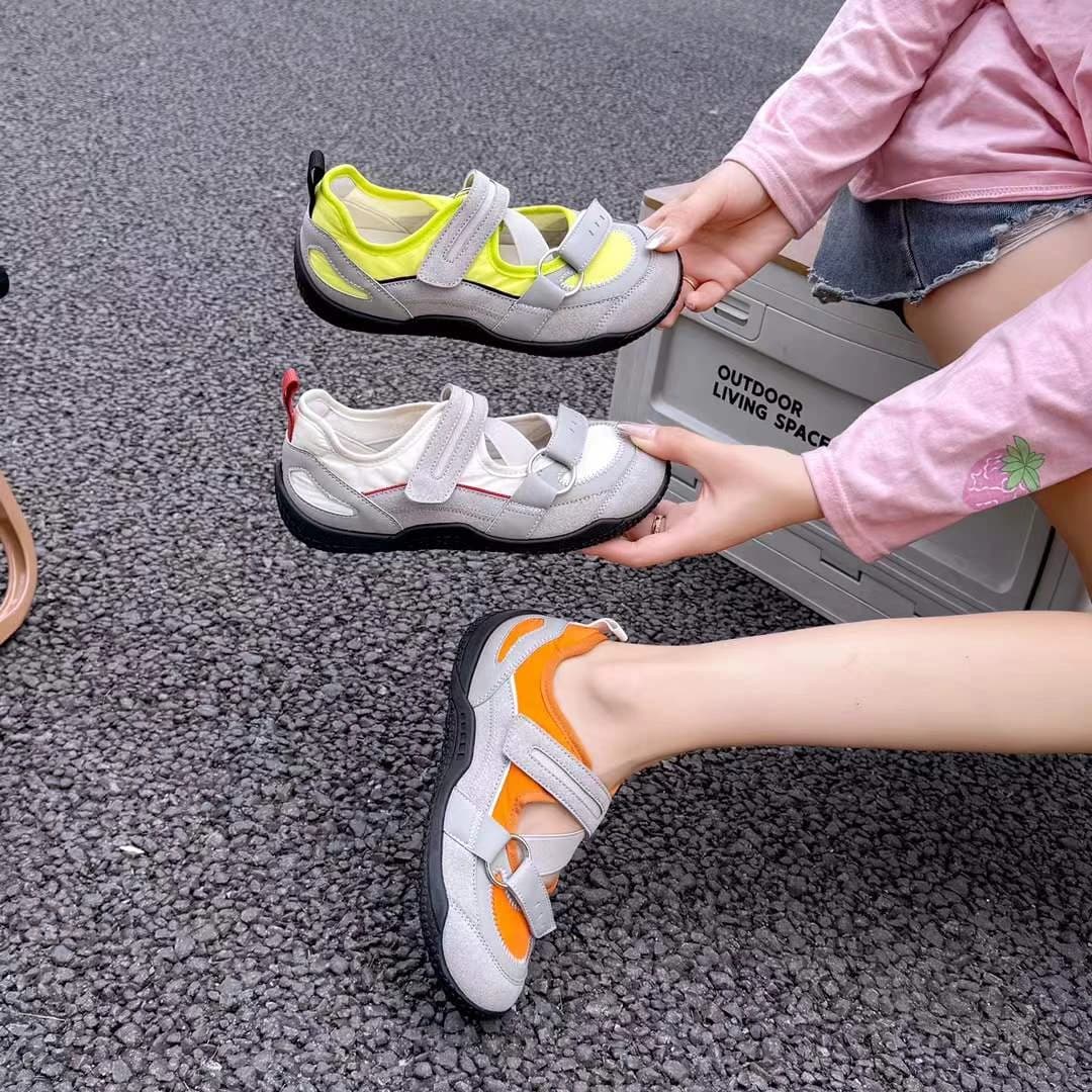 Sneakers Mary Jane da Donna con Cinturino in Velcro Bicolore, Scarpe Casual Traspiranti per Uso Quotidiano, Passeggiate all'Aperto, Viaggi e Ufficio