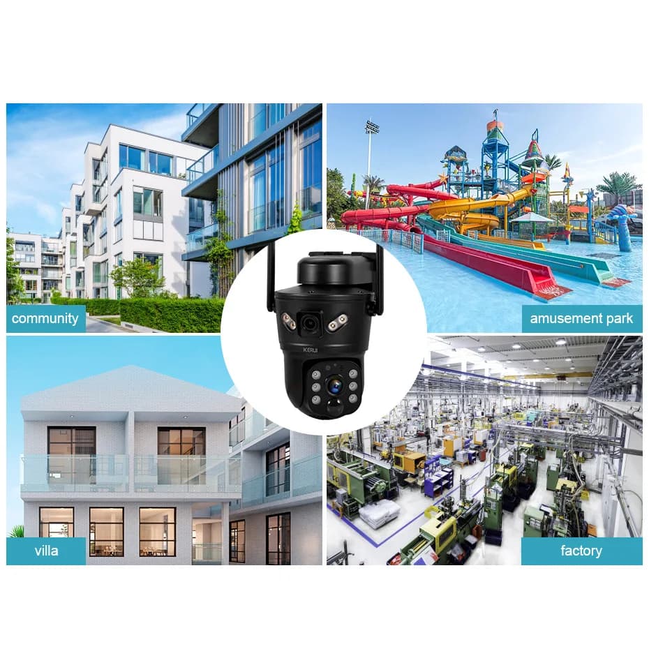 KERUI 6MP WIFI 4G Solar Camera Dual Lens IP Camera Outdoor Waterproof Surveillance CCTV Video Home Security Solar Panel