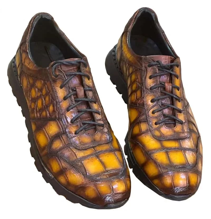 leimanxiniu nuove scarpe da coccodrillo da uomo in coccodrillo Scarpe moda fatte a mano Scarpe da coccodrillo maschili color pennello